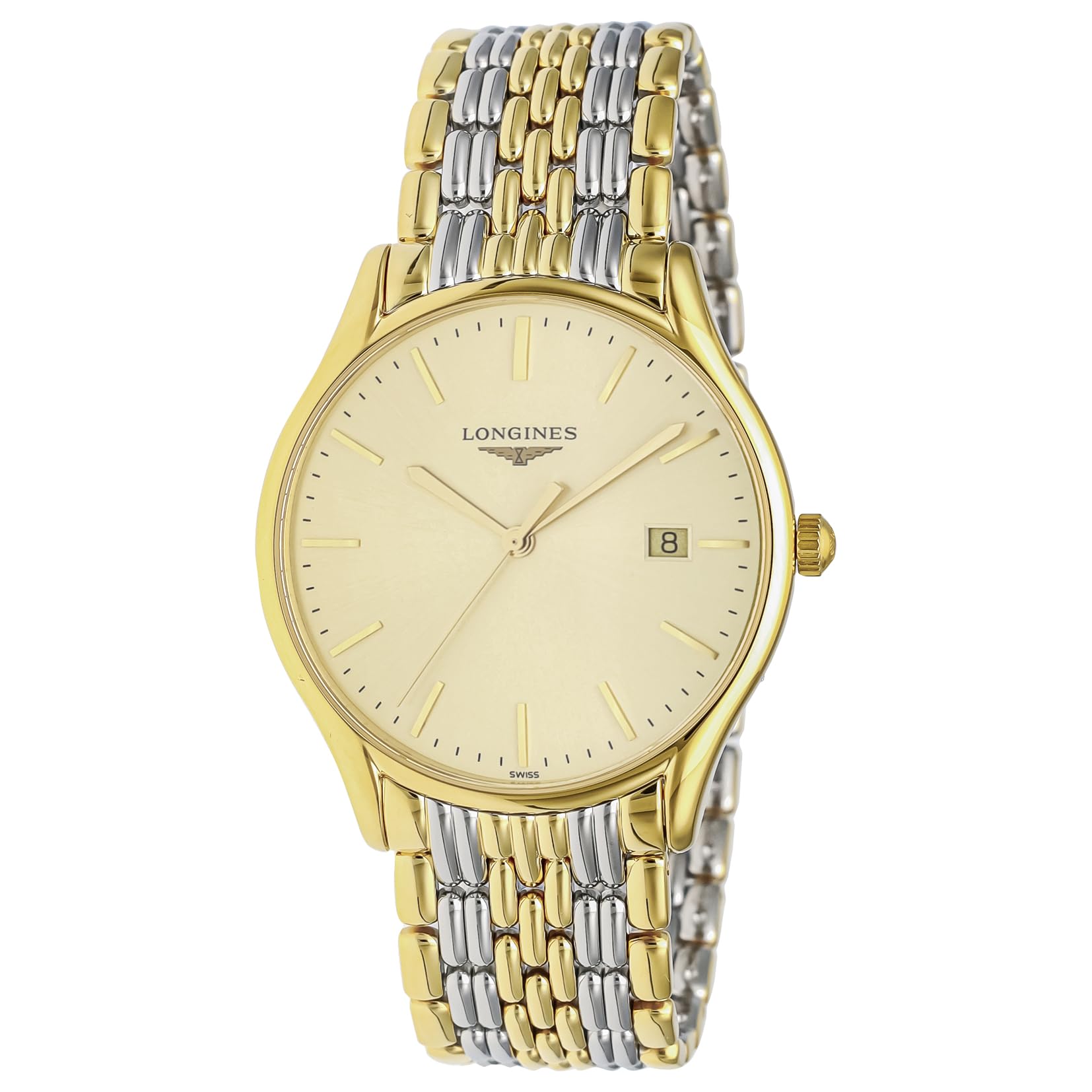 

Watch LYRE Quartz 3 ATM Water Resistant Sapphire Glass Gold Dial Stainless Steel Silver x Gold [Longines] Men s L4.859.2.32.7 [Used] золотий