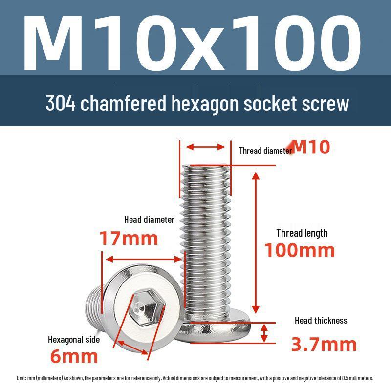 Yigu 304 Stainless Steel M2-M12 Countersunk Flat Head Hex Screw for Furniture & Cabinets