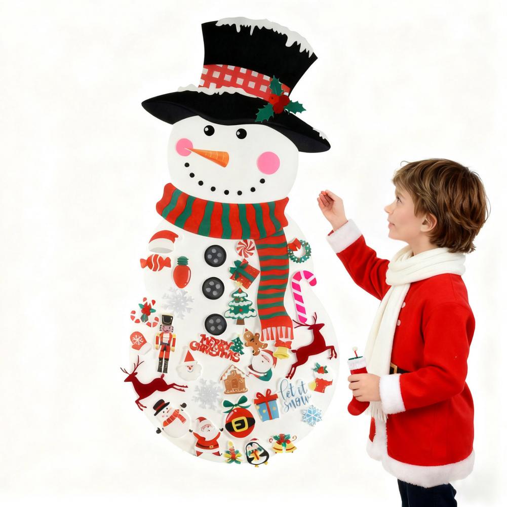 Diy Felt Snowman Kit Christmas Felt Decorations Winter Holiday Diy Felt Snowman Set with 34 Detachable for Christmas for Party