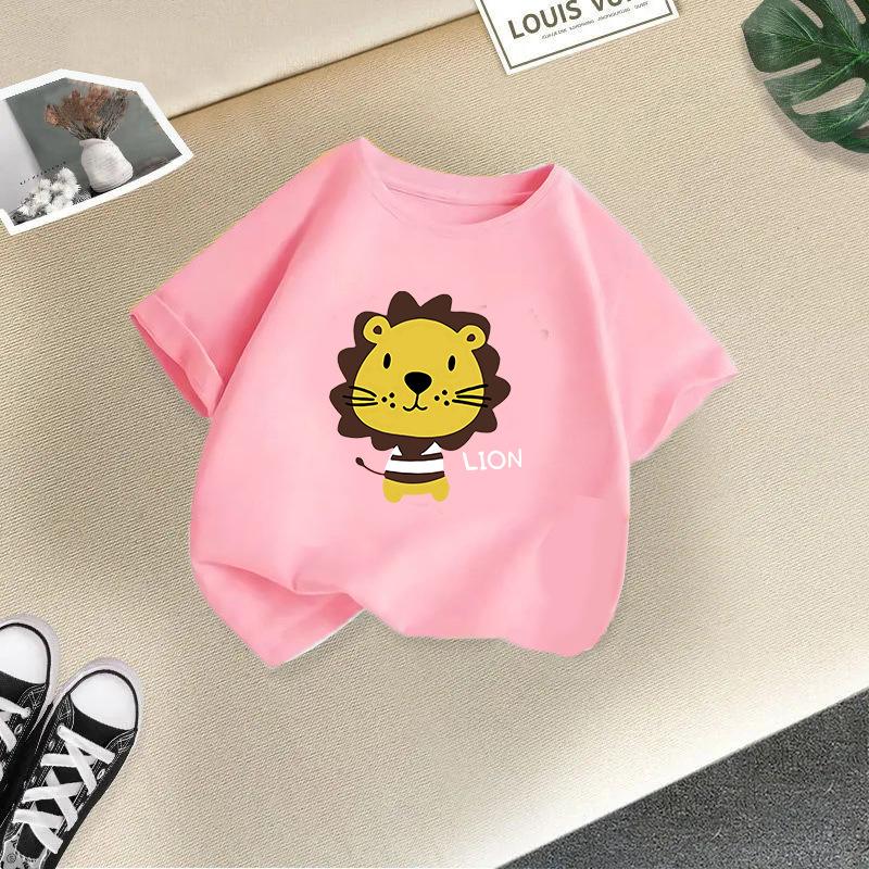 Children T-shirt Cute Animals Printed Kids 100% Cotton Tops 2-13Y Loose-fit Casual O-Neck Short-sleeve T-shirt