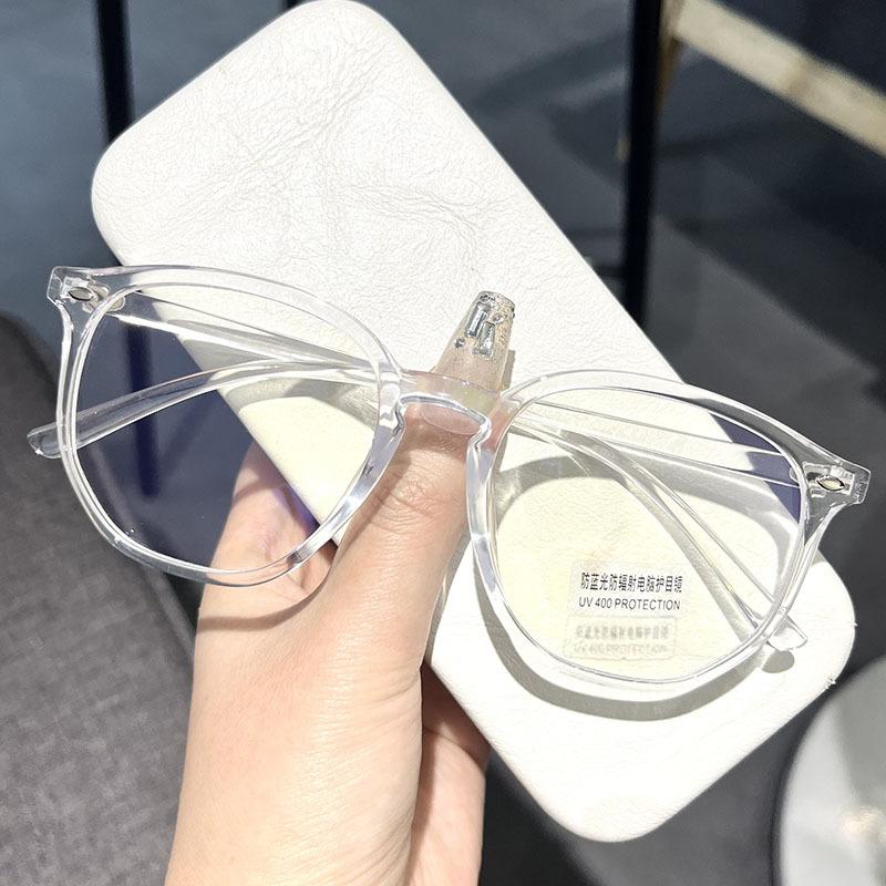 Large Frame Glasses Myopia Female No-Makeup Artifact Black Frame Can Be Equipped With Degree Coffee Color Big Face Thin Eye Frame Frame Male