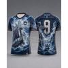 2026 Nova Camisa de Futebol Noruega com Decote em V para Homens/Crianças Padrão Completo de Navio de Guerra Viking Nórdico 3D Secagem Rápida Respirável #9 Camisa Esportiva para Fãs