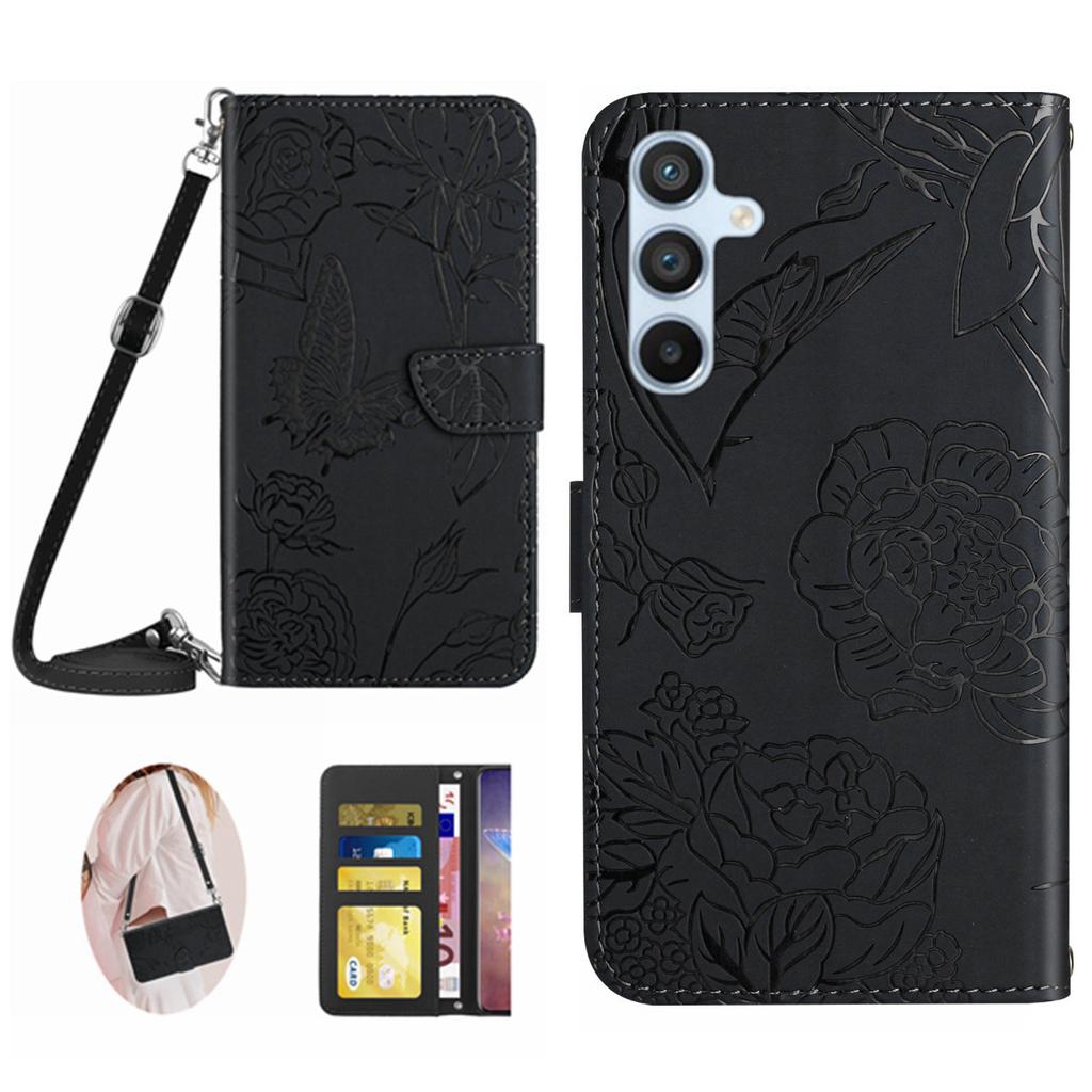 For Samsung Galaxy A26 5G Case Anti-Drop Leather Phone Cover Butterfly Flower Imprint