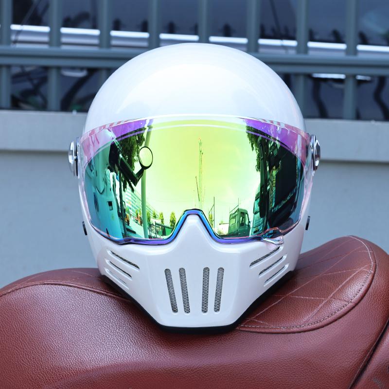 Vintage Full Face Motorcycle Helmet Men Women All Weather DOT Certified ABS Windproof Comfort Liner Motorbike Gear