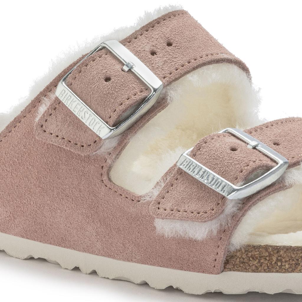 Ciabatte riscaldate Birkenstock Arizona Pelle Scamosciata Pelliccia di Agnello Argilla Rosa LAF strette narrow (1023258)