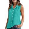 Women’s Fashionable Plain-Coloured Cotton-Linen Single-Breasted Sleeveless Shirt- T-Shirt