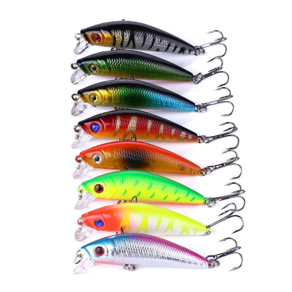 HENGJIA 1Pc/8pcs Lifelike Minnow Fishing Lure Wobbler Bass Pike Trout Hard  Bait Float Fishing Tackle