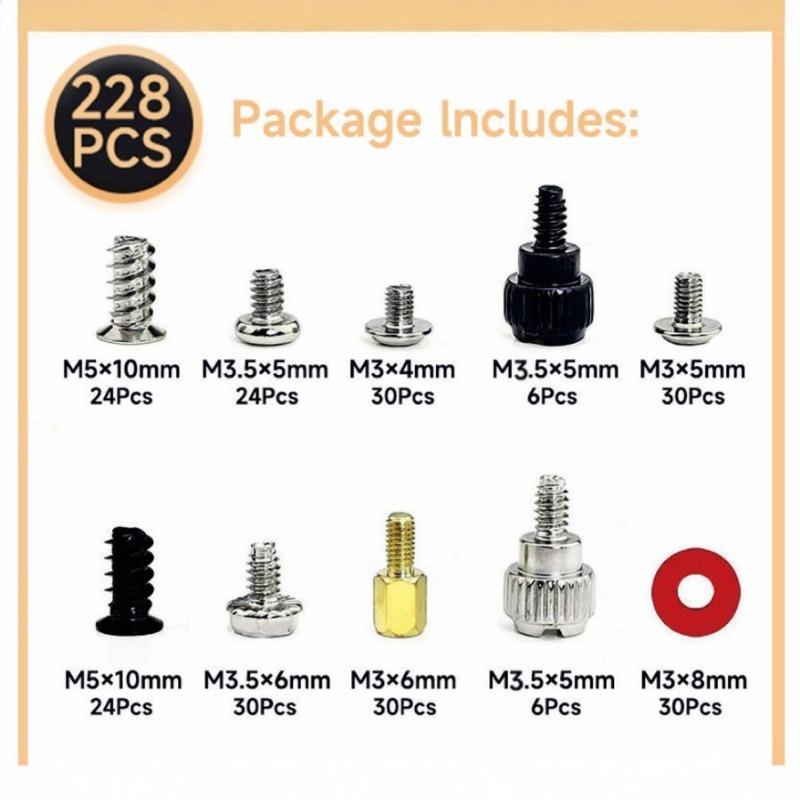 228PCS box desktop chassis installation screw set DIY screw power supply optical drive hard disk main board chassis