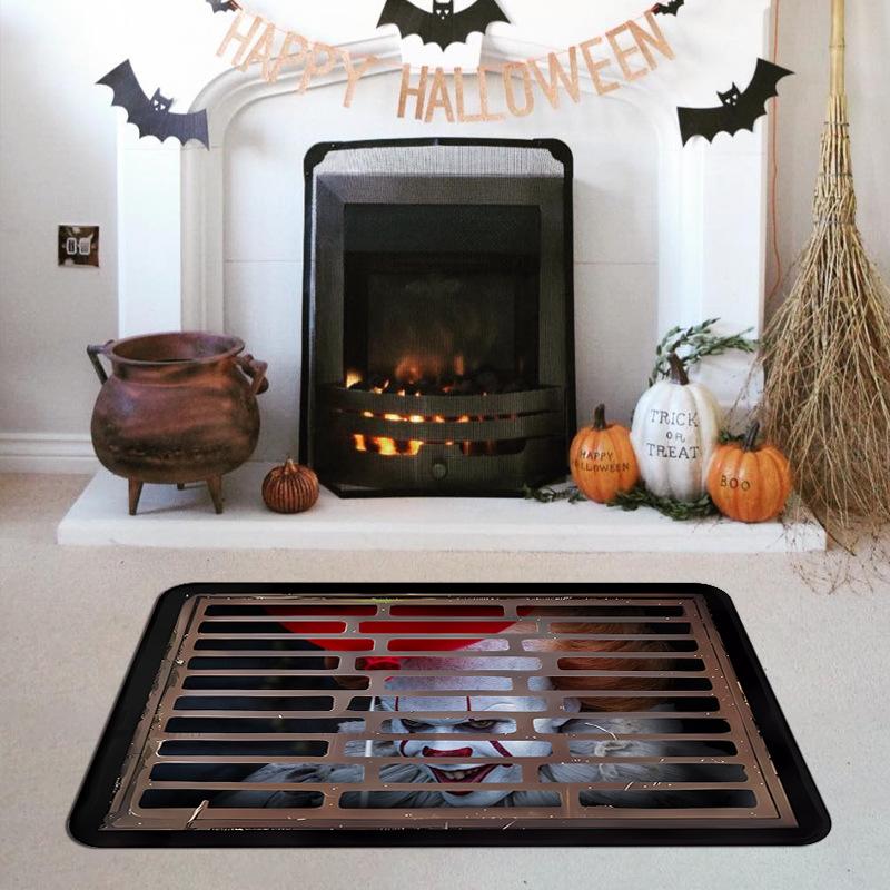 Halloween Clown Manhole Cover Series Floor Mat European And American Holiday Decoration Foot Mat Is Easy To Take Care Of Door Mat