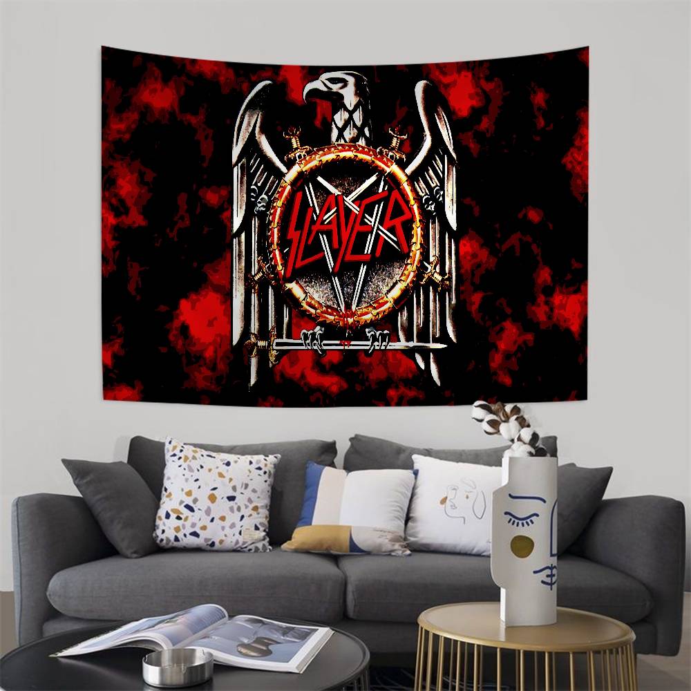 SSlayer HHeavy MMetal Band Cartoon Tapestry Art Science Fiction Room Home Decor Wall Hanging Home Decor