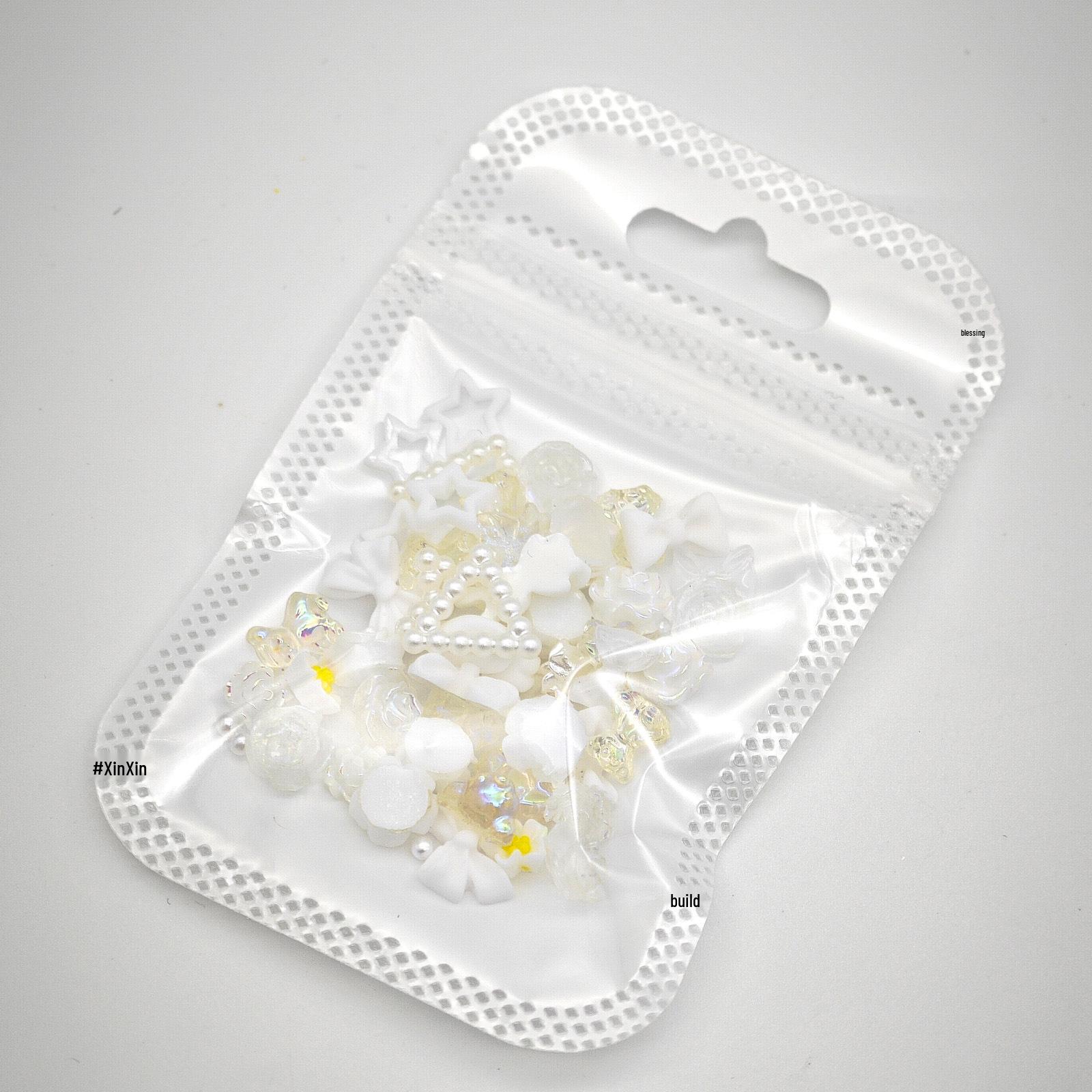 

Popular White Series Nail Art Bow & Camellia Resin Charms Blind Box