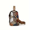 Vintage Minimalist Crossbody Bag, Color-Blocking Decoration, Anti-Theft Twist-Lock Design, Multiple Compartments, Suitable for Women's Daily Use