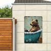 Vintage Metal Poster Wall Art Retro Bear Bathroom Rustic Decor