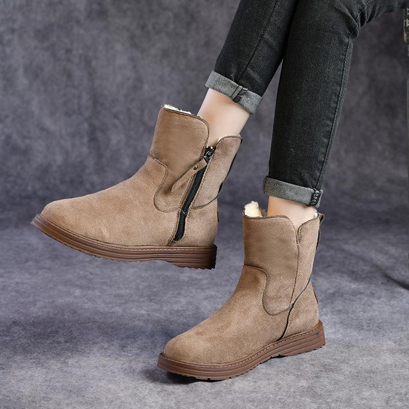 Fashion European and American Frosted Snow Boots Women's 2024 New Winter Anti Slip and Warm Women's Short Cotton Boots Zapatos De Mujer