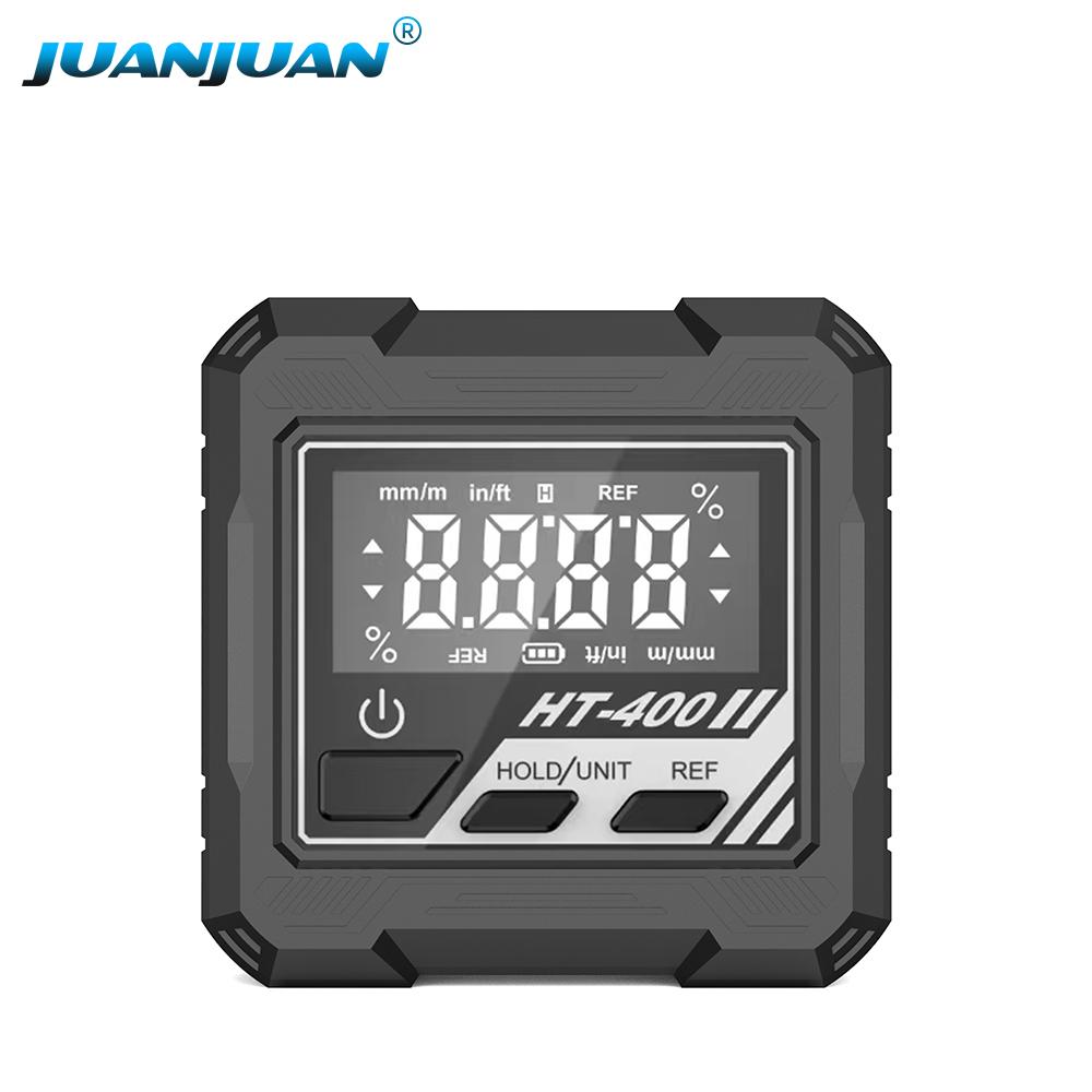 HT-400 Digital Protractor Electronic Accuracy Angle Gauge 4*90° Magnetic Inclinometer Mini Level Box for Woodworking Tools