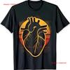 Vintage Inspired Black T Shirt With Bold Heart Retro Design Vintage Homme Stretched Top For Everyday Wear Streetwear