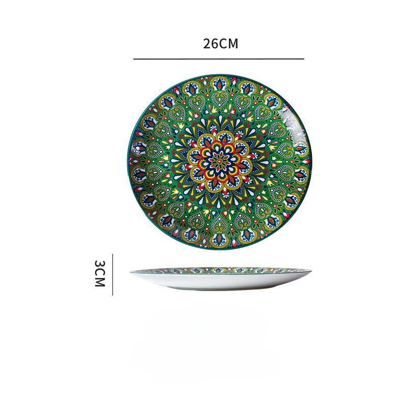 26cm Ceramic Plate Large Plate High-end Feel Household Porcelain Plate Western Plate Steak Plate Shallow Plate Flat Plate