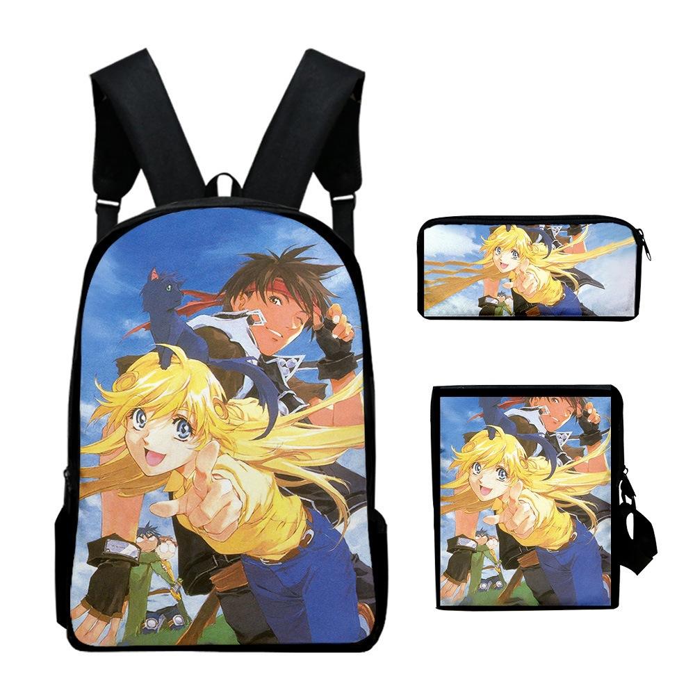 Harajuku Sorcerous Stabber Orphen 3D Print 3pcs/Set Pupil School Bags Laptop Daypack Backpack Inclined Shoulder Bag Pencil Case