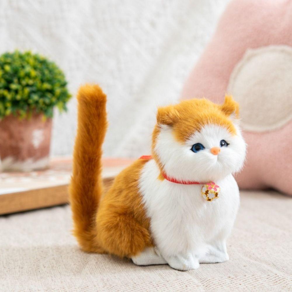 Creative Plush Cats with Sound Cute Stuffed Animals Doll Imitation Cat Plush Doll Kids Gift