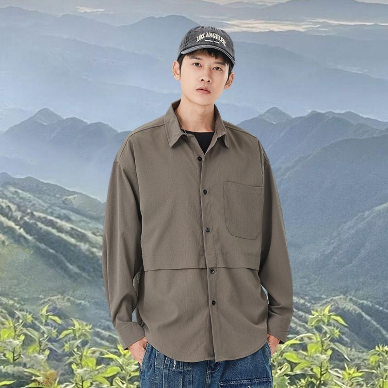 

Men s Rust Orange Oversized Shirt Jacket Long Sleeve Button Down Utility Pocket Casual Streetwear Outerwear S