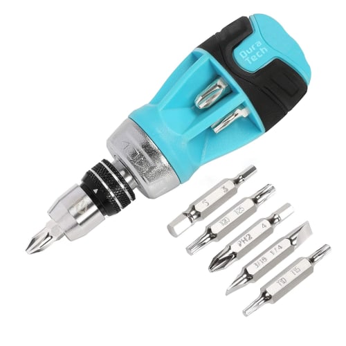 DURATECH Interchangeable Screwdriver Set, 12-in-1 Ratchet Screwdriver, Quick Release Type, 6-Bit Set, Stubby Screwdriver