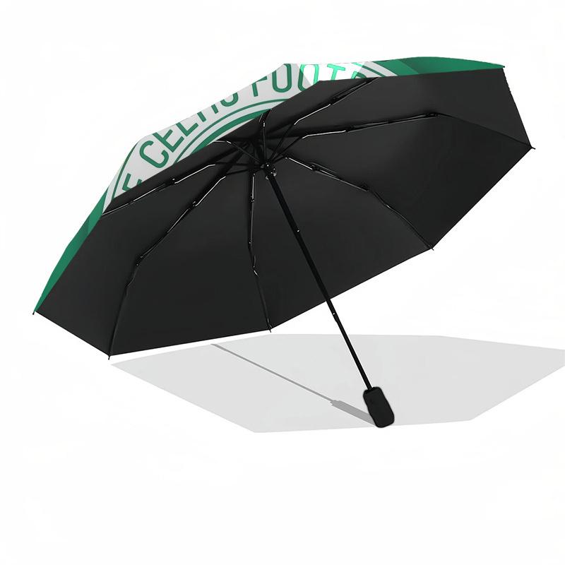 Celtic Football Club, Shamrock Automatisches Öffnen und Schließen, 8-Rippen-Struktur Tragbarer Regenschirm, Geeignet für Männer und Frauen bei allen Wetterbedingungen