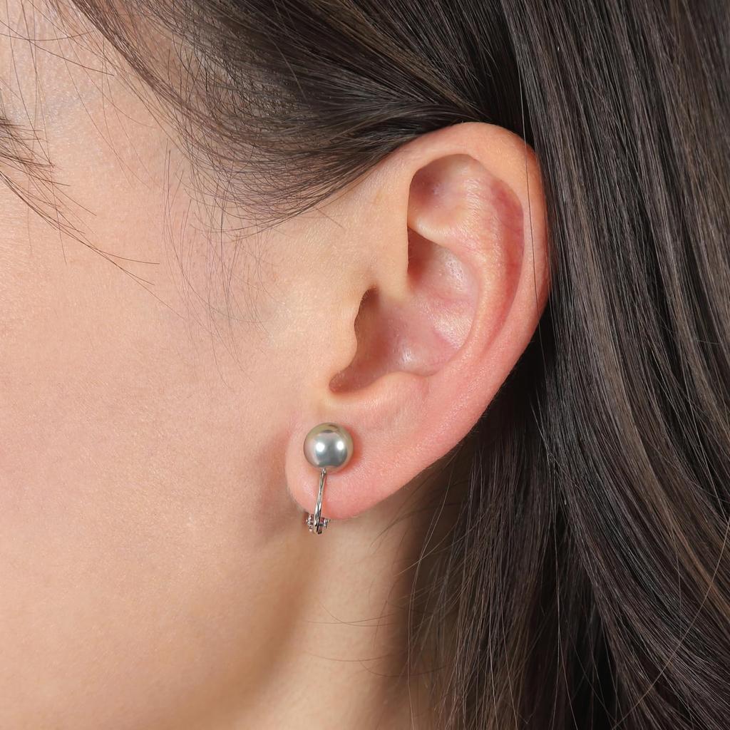 By Yumi Pearl Necklace 8mm 3 Piece Set RoseYumiRose Popular Ceremonies Simple Stylish Made In Japan [Produced Katsura] Women's (Gray/Earrings)