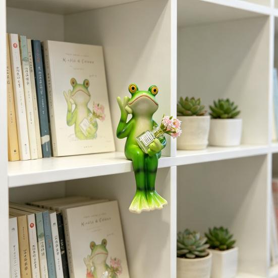 Miniature Frog Figurine Plant Pot Frog Garden Statue Decoration Funny Resin Cute Animal Frog Planter Hugger