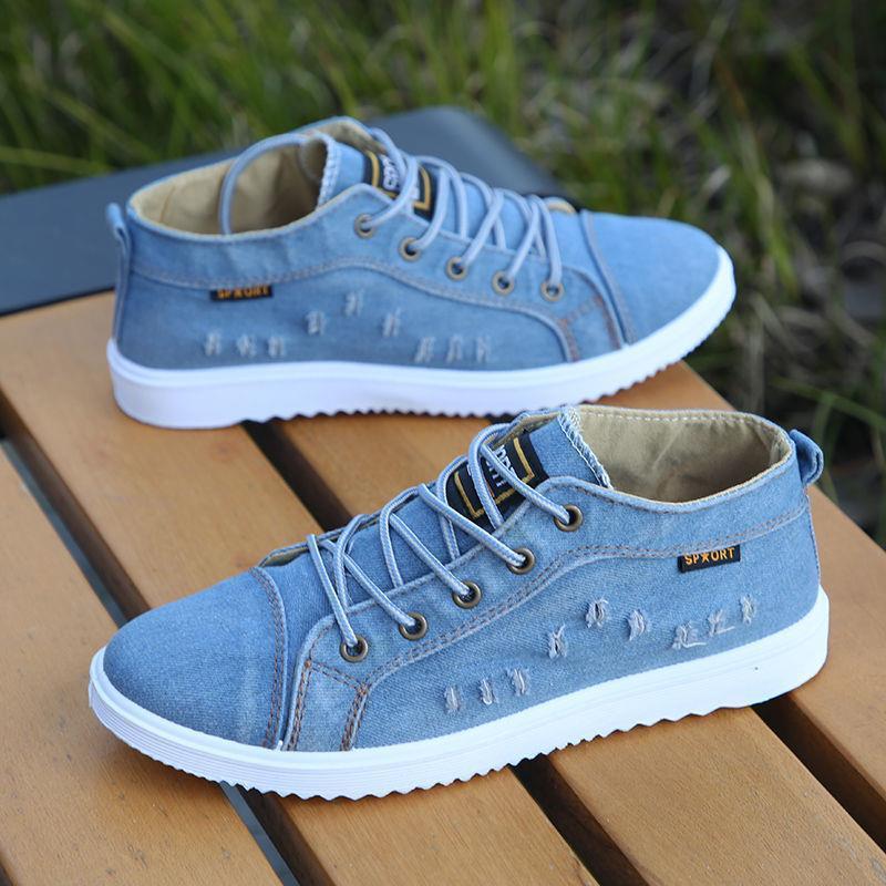 

Мужская повседневная обувь в британском стиле, джинсовые кроссовки из парусины, высокие черные мужские ботильоны, обувь на плоской подошве, Chaussure Homme 2024 41