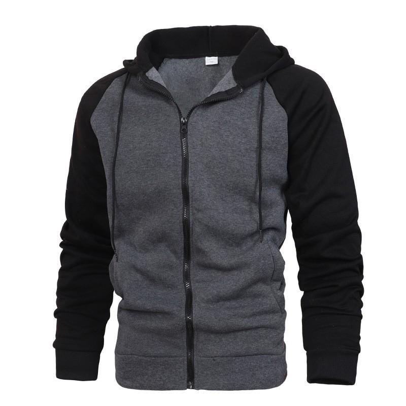 2024 Men's Color Block Raglan Sleeve Hoodie: Autumn/Winter European & American Fashion Casual Sports Top