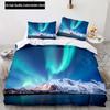 Landscape Duvet Cover Mountain Flowing Water Bedding Set Aurora Special Bedclothes with Pillowcases Teens Adults Women 200x200