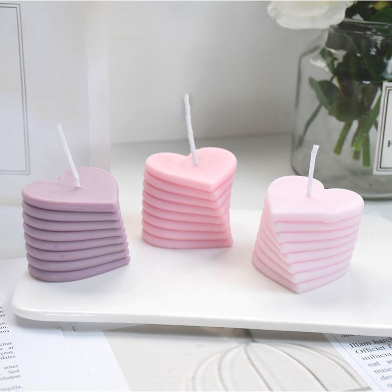 3D Rotating Love Candle Mold Stacking Heart-shaped Aromatic Candle Gypsum Process Resin Soap Cake Decoration Mold Handmade Molds