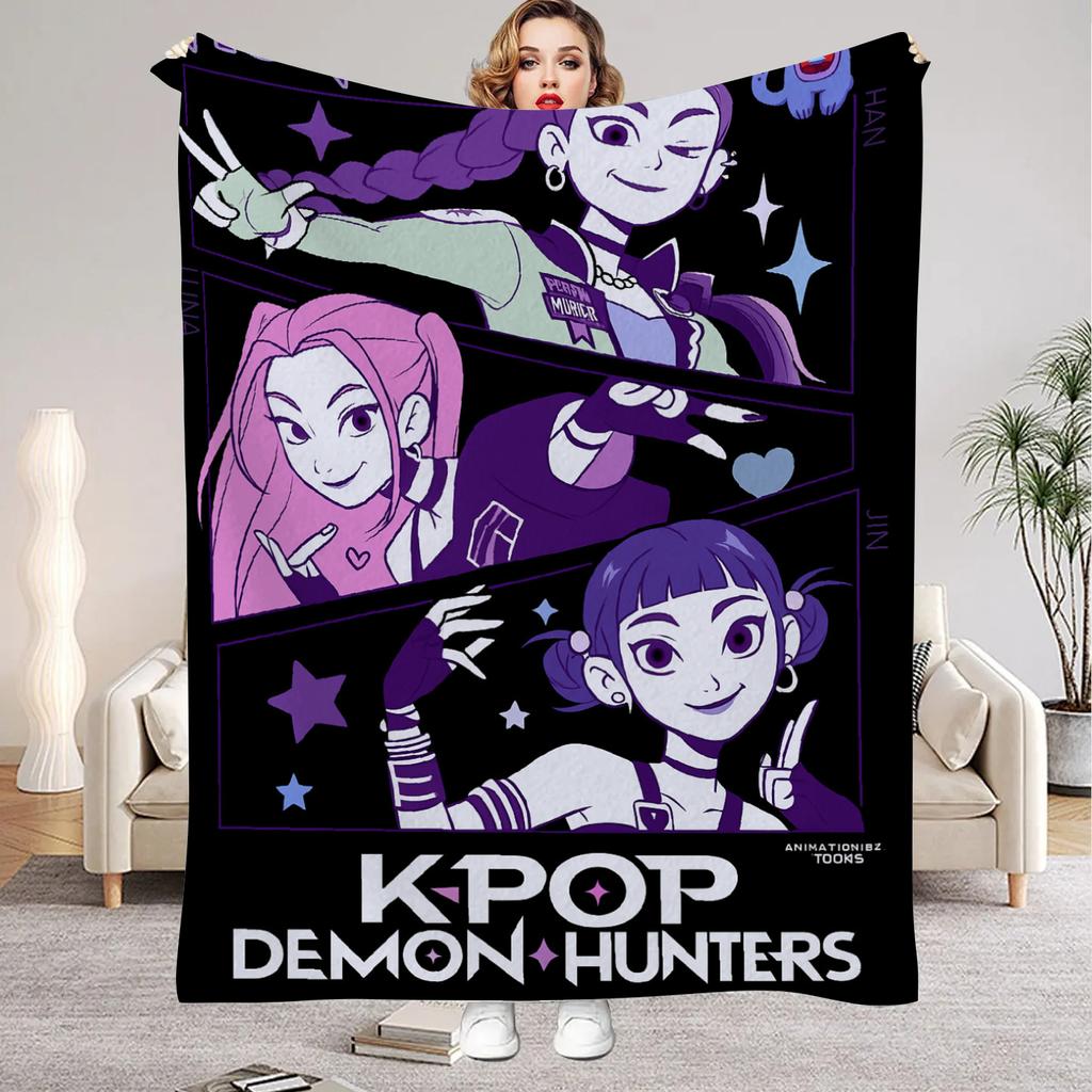 K-Pop Demon Hunters Blanket Girls Boys Plush Throw Blanket Novelty Warm Blanket All Season Gift