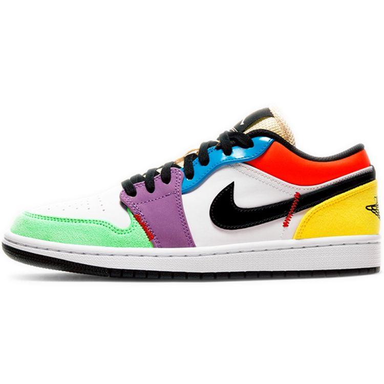 

Женские кроссовки Air Jordan 1 Low SE Lightbulb разноцветные белые черные CZ3572-104