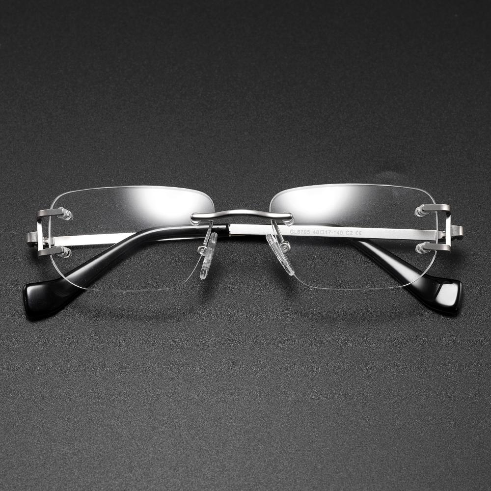 Photochromic Reading Eyeglass Frames Men Fashion Brand Design Simple Rimless Myopia Glasses Customized Prescription Glasses Men