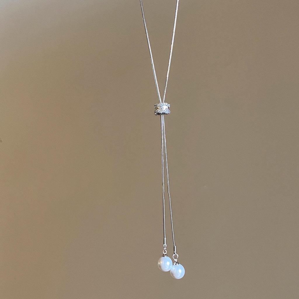 Zircon Pearl Necklace: Luxury Sweater Chain for Autumn and Winter
