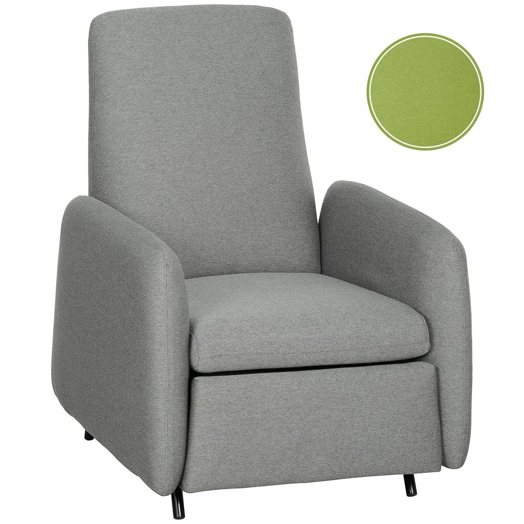 Relax Reclining Armchair with Pull-Out Footrest, Spare Cover and Seat with Springs, Grey