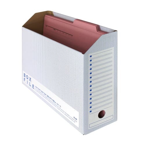 Plus File Box Economy 10 Books A4 Horizontal Back Width 100mm Blue 553-988
