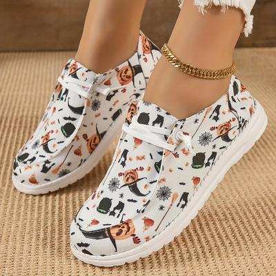 Frühlings- und Herbstmode Neue flache Mund einfarbig Halloween Damen lässig und bequem große flache Schuhe