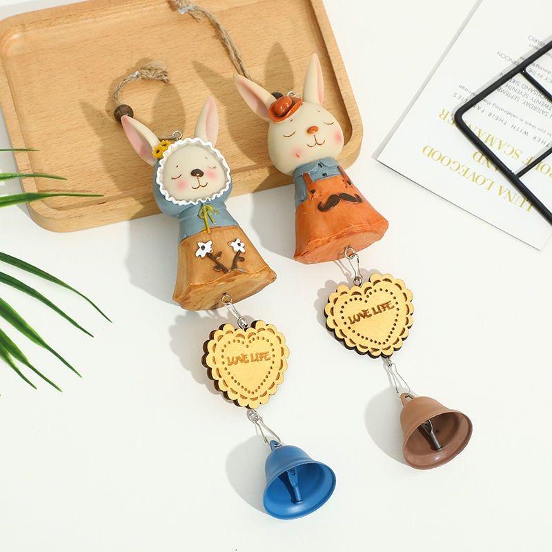 Cartoon Rabbit Resin Wind Chimes Craft Couple Student Valentine's Day Gift Hanging Ornament Decorative Item