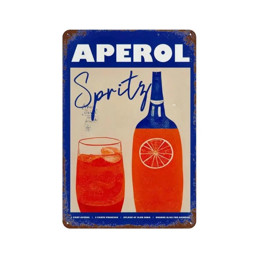 Vintage Juice Mojito Aperol Spritz Garage Decor Poster and Sangria Drink Negroni for Club Cave Shop Home Bar Decoration