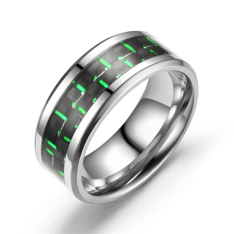 8mm Chamfered Carbon Fiber Ring Stylish Versatile Geometric Design Jewelry For Men And Women