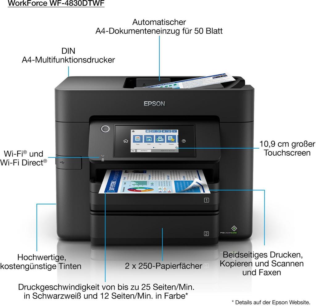 Multifunksjonsskriver - EPSON - Workforce pro WF-4830DTWF