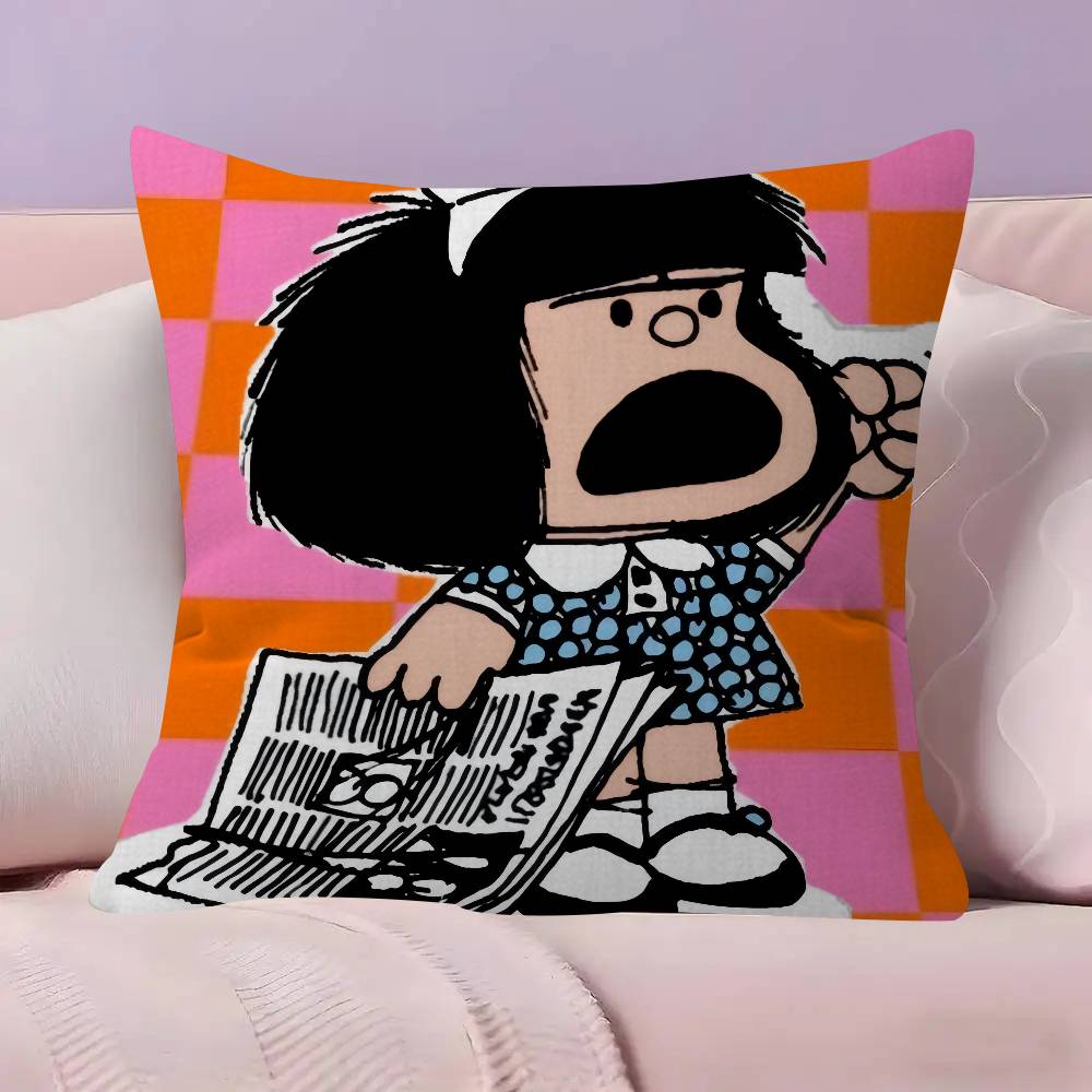 Cute Cartoon M-Mafalda   Pillow Cover for Bedroom Room and Living Room Sofa Decorative Cushion Cover
