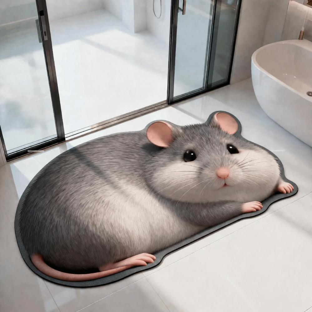 2D Home Decor Carpet Non-Slip Cartoon Carpet Soft Hamster-Shaped Area Rug Living Rooms