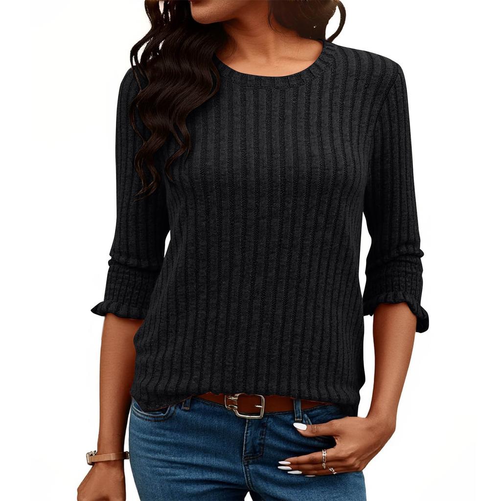 Women's Fashion Loose-Fit Brushed Pique Short-Sleeve Top With Round Neck