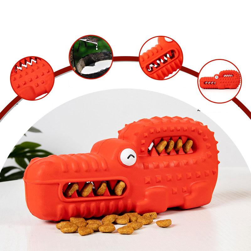 Custom Alligator Pet Treat Dispenser Toys Cleaning Teeth Squeaky Indestructible Rubber Chew Dog Toy