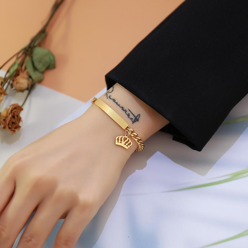 Free Customized Medical Bracelet for Women Customized Name Date Chain Bracelets Hypoallergenic Stainless Steel Jewelry Gift