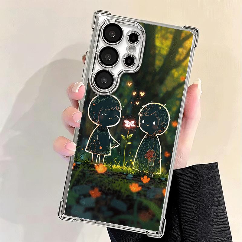 Nature Cute Child Painting Style Soft Phone Case For Samsung Galaxy S26 Ultra S25 Edge S24 FE S23 Plus S22 S21 + S20 Plating Ant