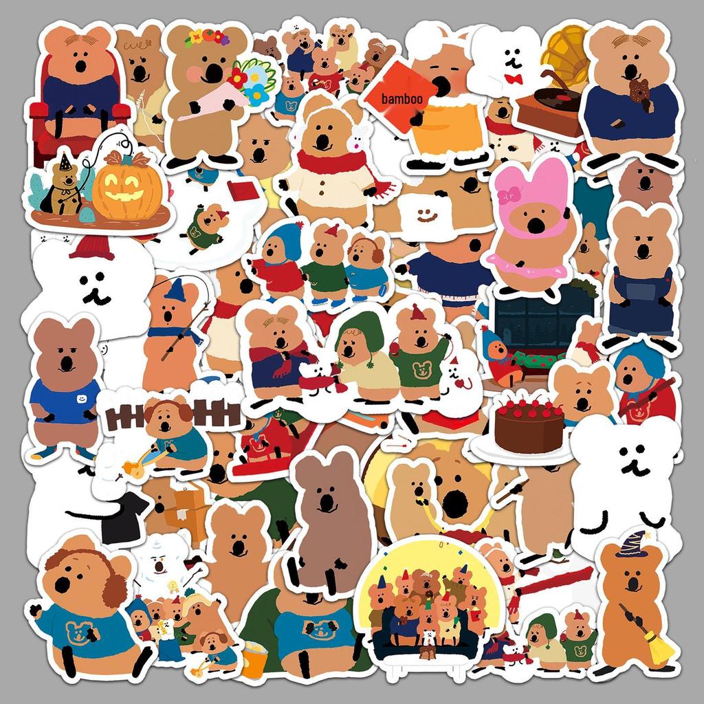 50-Pack Cute Pepper Bear Stickers - Korean Cartoon Style for DIY Stationery & Phone Decor